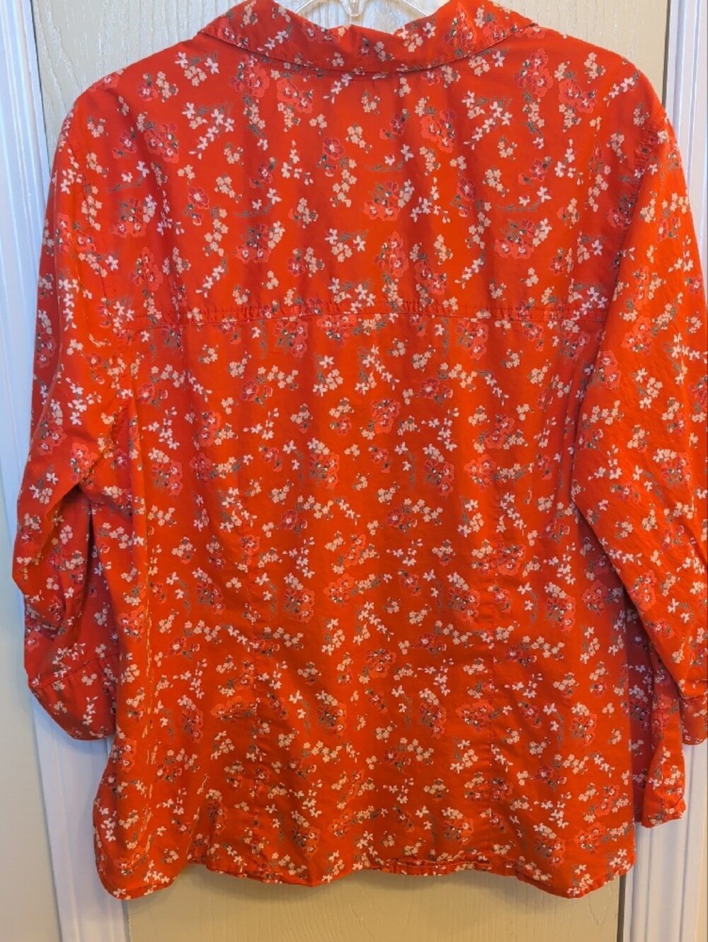 Style & Co. Red Floral Snap-Front Shirt Women's Plus Size 18W 100% Cotton Sequin - Picture 2 of 6
